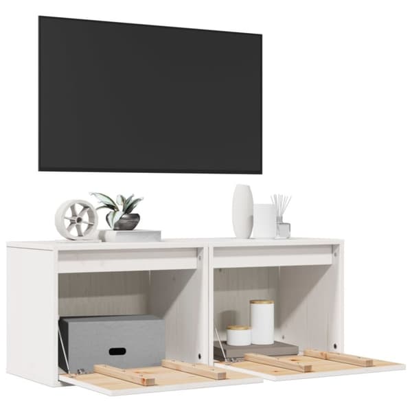 vidaXL vægskabe 2 stk. 45x30x35 cm massivt fyrretræ hvid