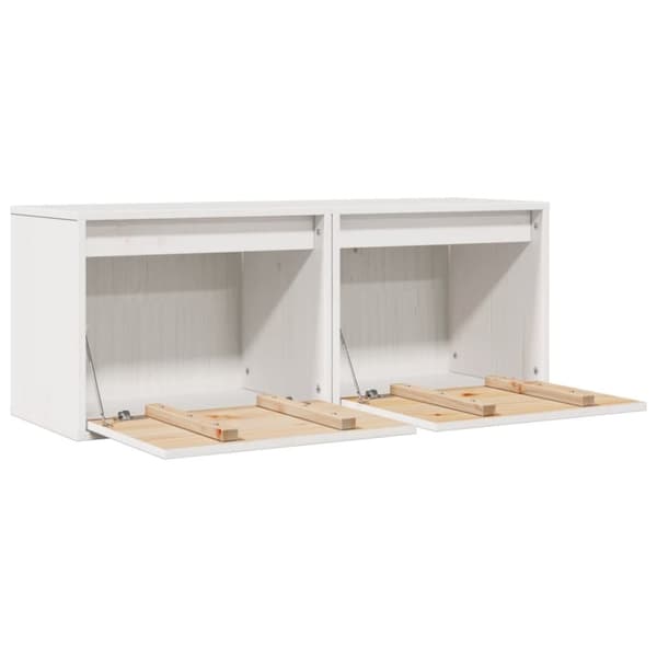 vidaXL vægskabe 2 stk. 45x30x35 cm massivt fyrretræ hvid