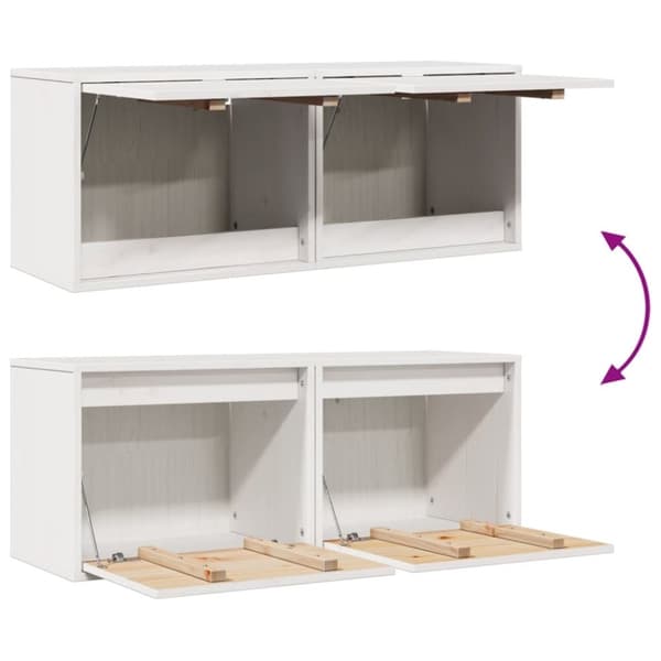 vidaXL vægskabe 2 stk. 45x30x35 cm massivt fyrretræ hvid