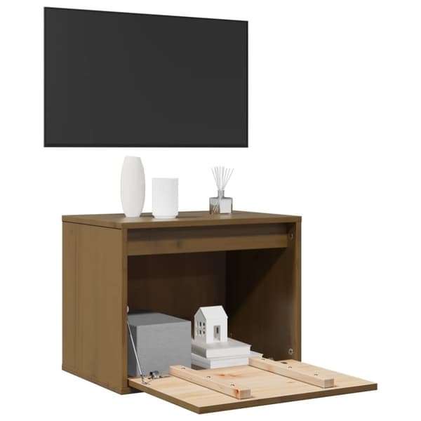 vidaXL vægskab 45x30x35 cm massivt fyrretræ honningbrun