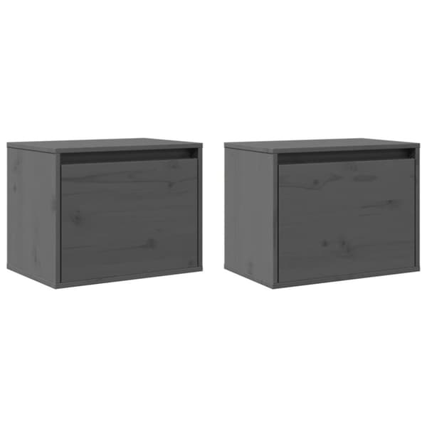 vidaXL Veggskap 2 stk grå 45x30x35 cm heltre furu