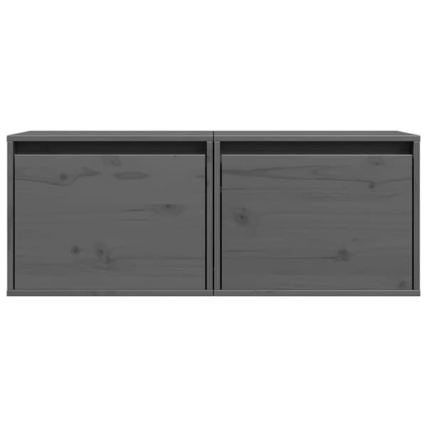 vidaXL Veggskap 2 stk grå 45x30x35 cm heltre furu