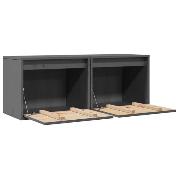 vidaXL Veggskap 2 stk grå 45x30x35 cm heltre furu