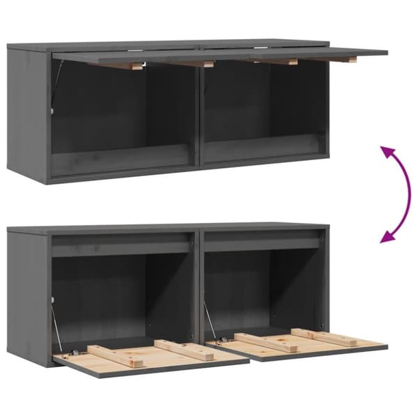 vidaXL Veggskap 2 stk grå 45x30x35 cm heltre furu