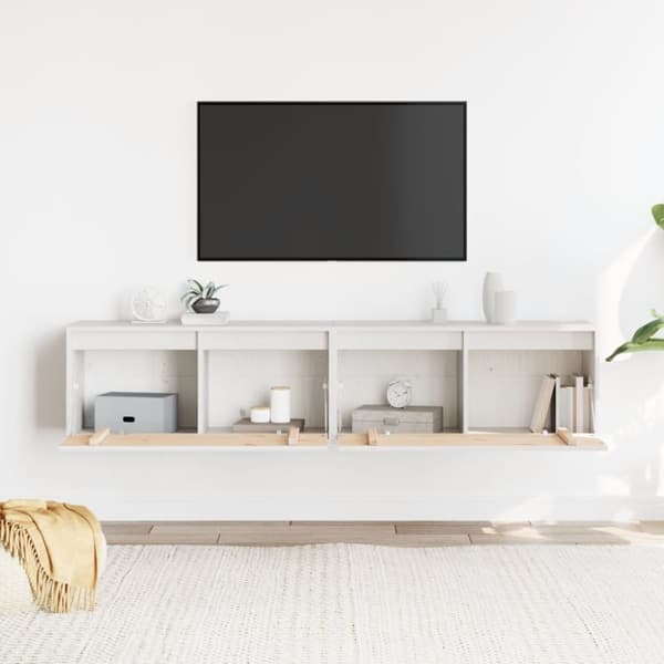 vidaXL Veggskap 2 stk hvit 80x30x35 cm heltre furu