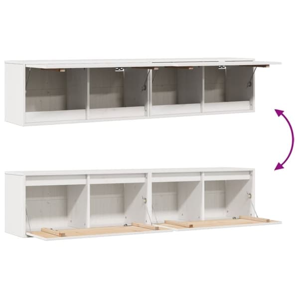 vidaXL Veggskap 2 stk hvit 80x30x35 cm heltre furu