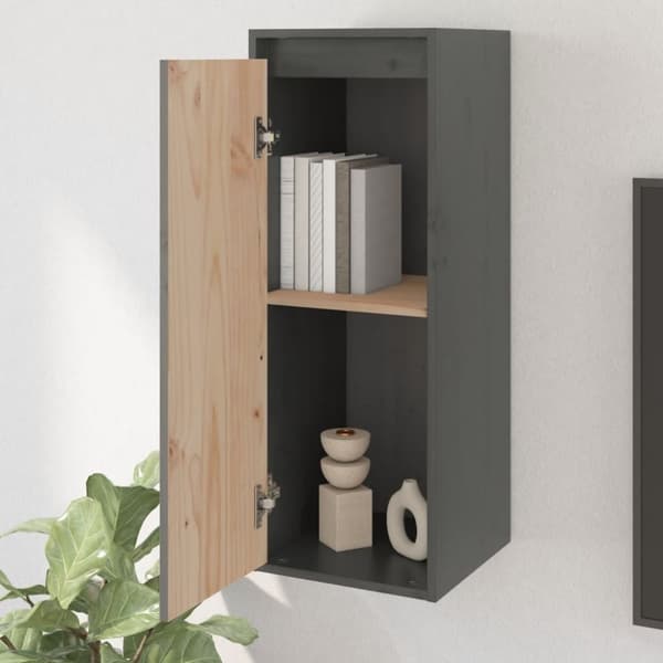 vidaXL vægskab 30x30x80 cm massivt fyrretræ grå