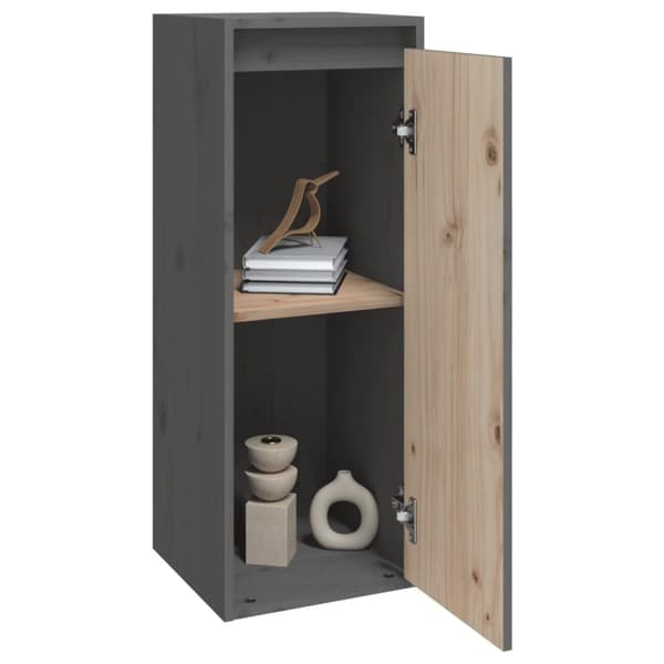vidaXL vægskab 30x30x80 cm massivt fyrretræ grå