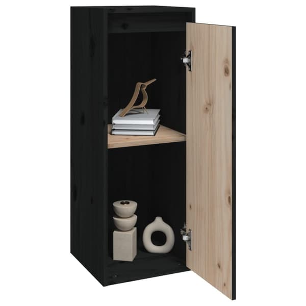 vidaXL vægskabe 2 stk. 30x30x60 cm massivt fyrretræ sort