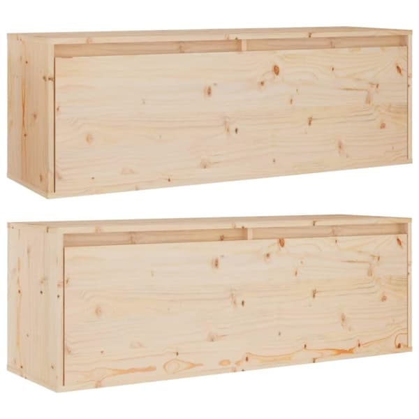 vidaXL vægskabe 2 stk. 100x30x35 cm massivt fyrretræ