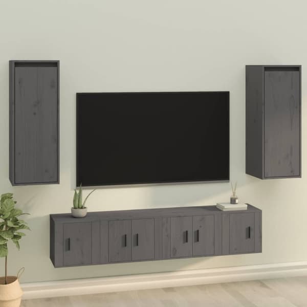 vidaXL vægskabe 2 stk. 30x30x80 cm massivt fyrretræ grå