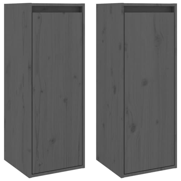 vidaXL vægskabe 2 stk. 30x30x80 cm massivt fyrretræ grå