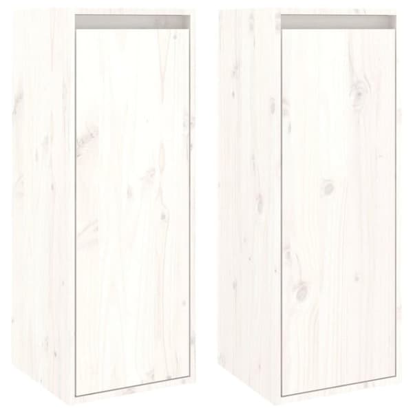 vidaXL Veggskap 2 stk hvit 30x30x80 cm heltre furu
