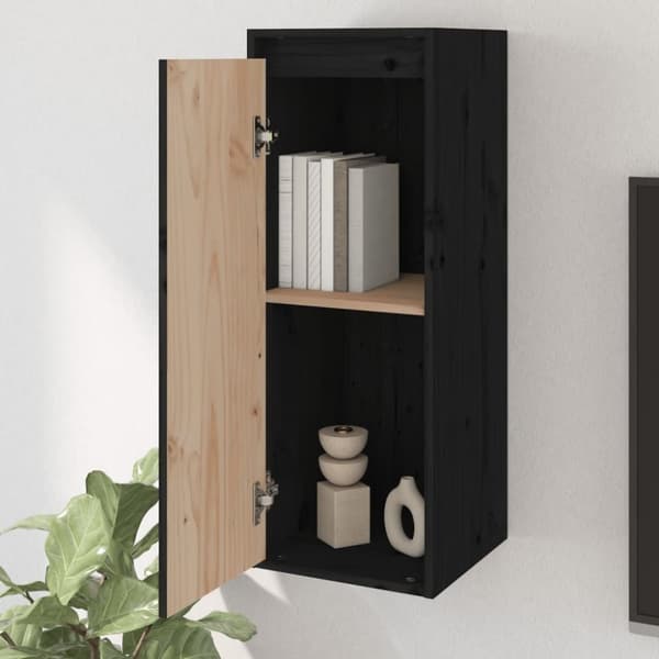 vidaXL Väggskåp 2 st svart 30x30x80 cm massiv furu