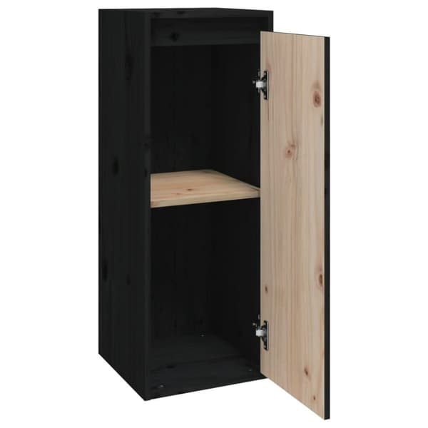 vidaXL Väggskåp 2 st svart 30x30x80 cm massiv furu