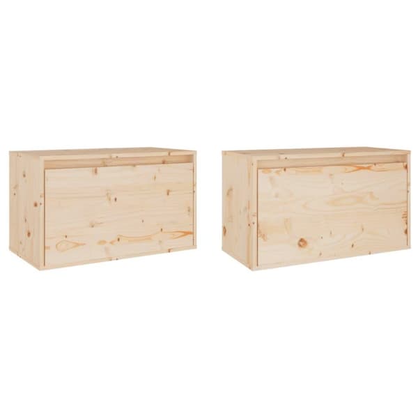 vidaXL vægskabe 2 stk. 60x30x35 cm massivt fyrretræ