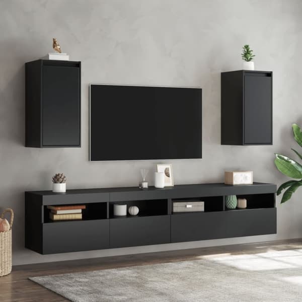 vidaXL Veggskap 2 stk svart 30x30x60 cm heltre furu