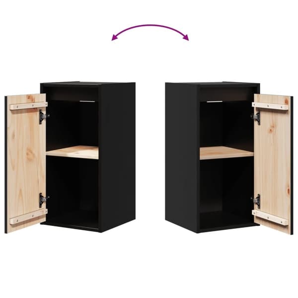 vidaXL Veggskap 2 stk svart 30x30x60 cm heltre furu