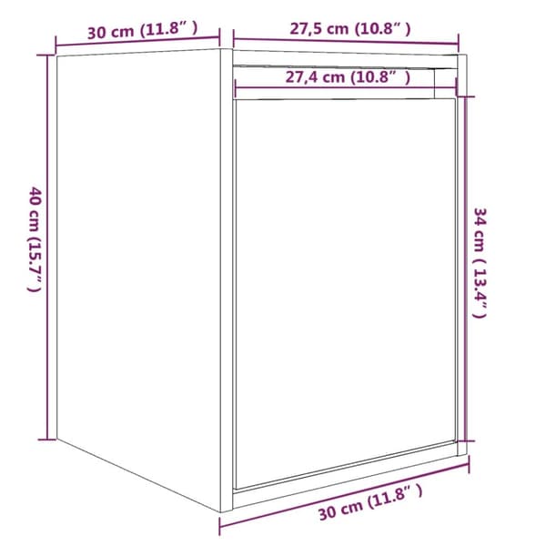 vidaXL Veggskap honningbrun 30x30x40 cm heltre furu