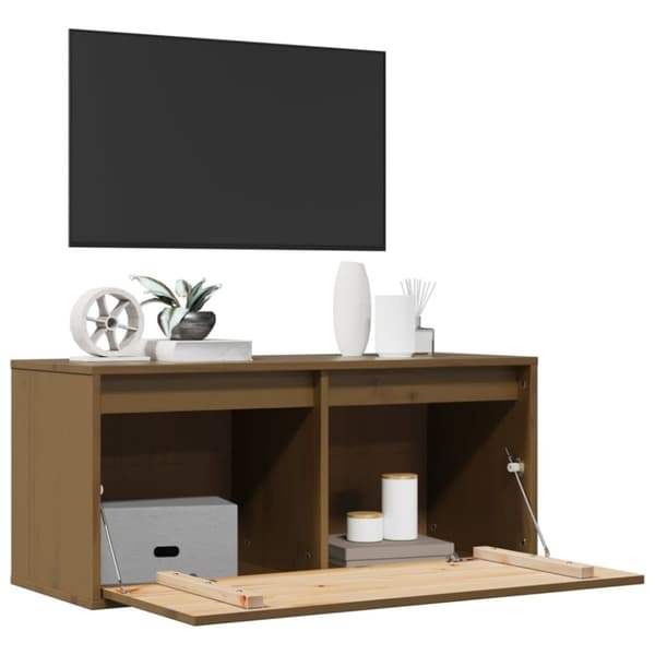 vidaXL vægskab 80x30x35 cm massivt fyrretræ gyldenbrun
