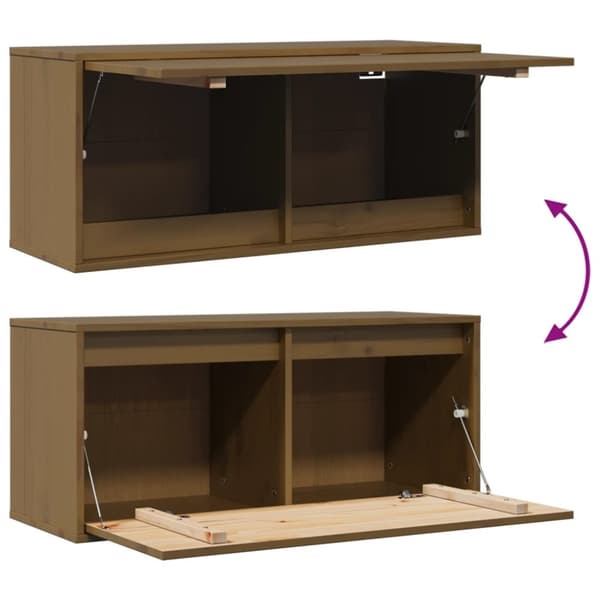 vidaXL vægskab 80x30x35 cm massivt fyrretræ gyldenbrun