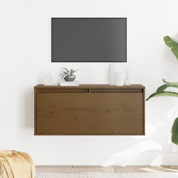 vidaXL vægskab 80x30x35 cm massivt fyrretræ gyldenbrun