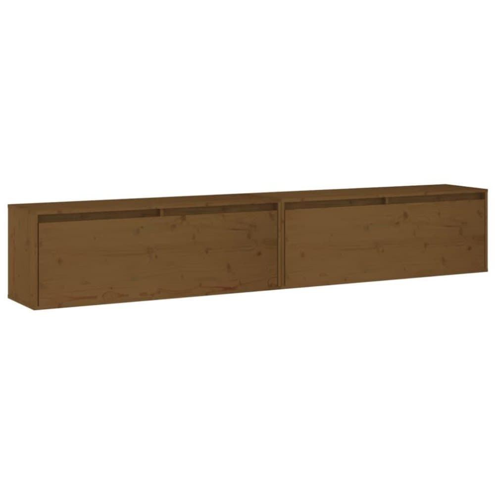vidaXL Väggskåp 2 st honungsbrun 100x30x35 cm massiv furu