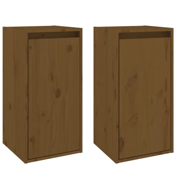 vidaXL vægskabe 2 stk. 30x30x60 cm massivt fyrretræ gyldenbrun