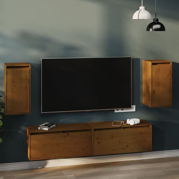 vidaXL vægskabe 2 stk. 30x30x60 cm massivt fyrretræ gyldenbrun