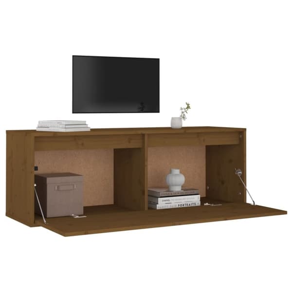 vidaXL vægskab 100x30x35 cm massivt fyrretræ gyldenbrun