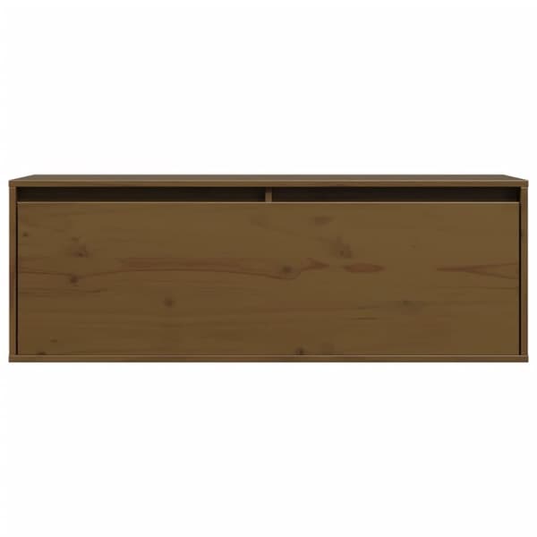 vidaXL vægskab 100x30x35 cm massivt fyrretræ gyldenbrun