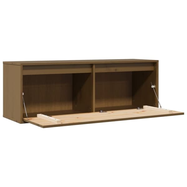 vidaXL vægskab 100x30x35 cm massivt fyrretræ gyldenbrun
