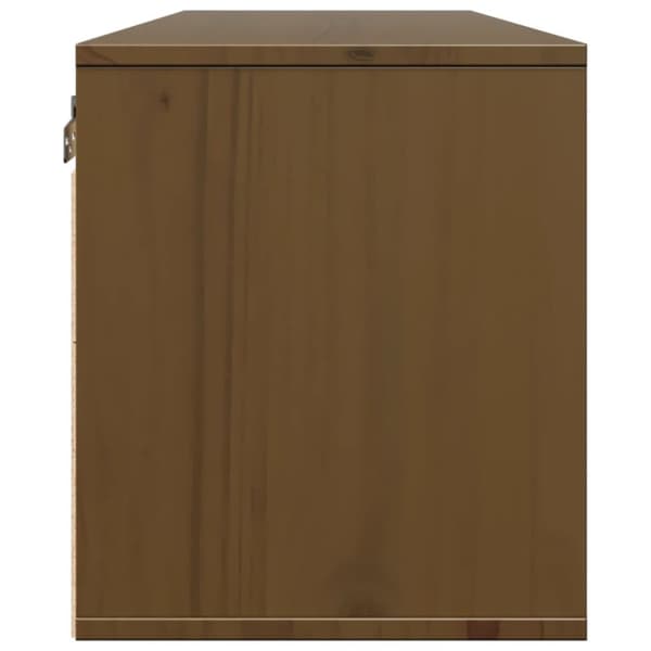 vidaXL vægskab 100x30x35 cm massivt fyrretræ gyldenbrun