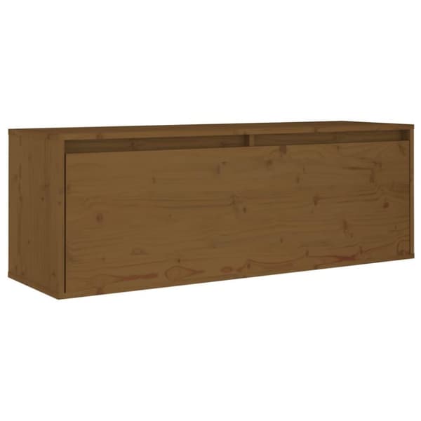 vidaXL vægskab 100x30x35 cm massivt fyrretræ gyldenbrun