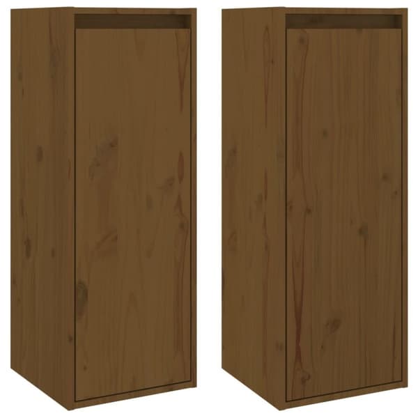 vidaXL sengeborde 2 stk. 30x30x80 cm massivt fyrretræ gyldenbrun