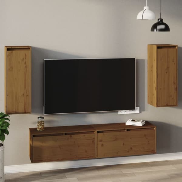 vidaXL sengeborde 2 stk. 30x30x80 cm massivt fyrretræ gyldenbrun