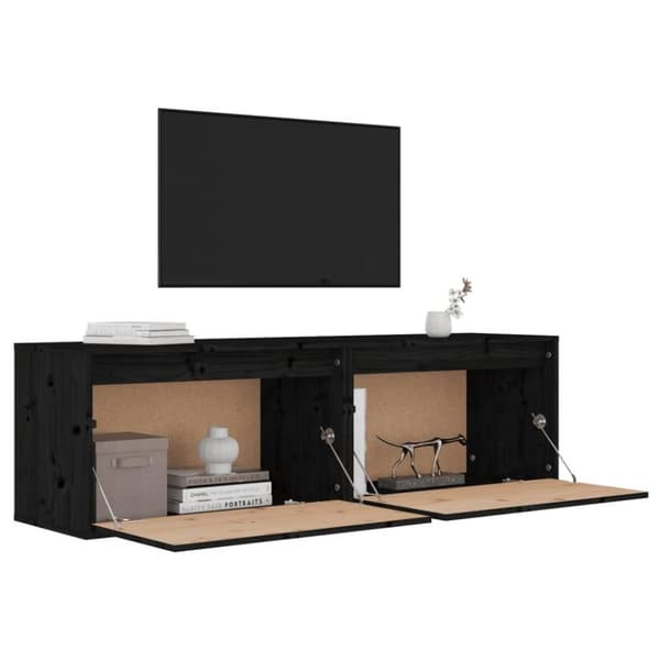 vidaXL vægskabe 2 stk. 60x30x35 cm massivt fyrretræ sort