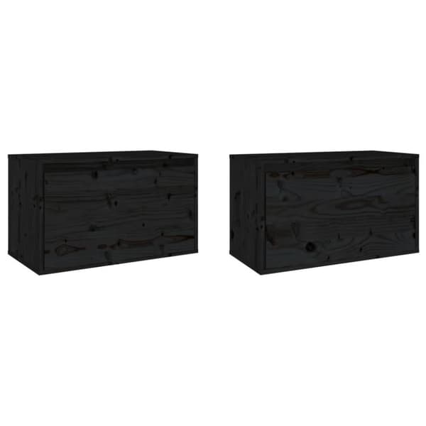 vidaXL vægskabe 2 stk. 60x30x35 cm massivt fyrretræ sort