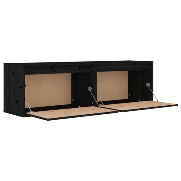 vidaXL vægskabe 2 stk. 60x30x35 cm massivt fyrretræ sort