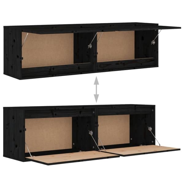 vidaXL vægskabe 2 stk. 60x30x35 cm massivt fyrretræ sort