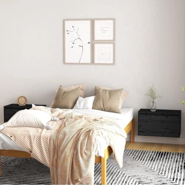 vidaXL vægskabe 2 stk. 60x30x35 cm massivt fyrretræ sort