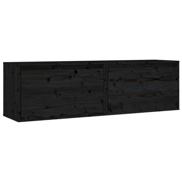 vidaXL vægskabe 2 stk. 60x30x35 cm massivt fyrretræ sort