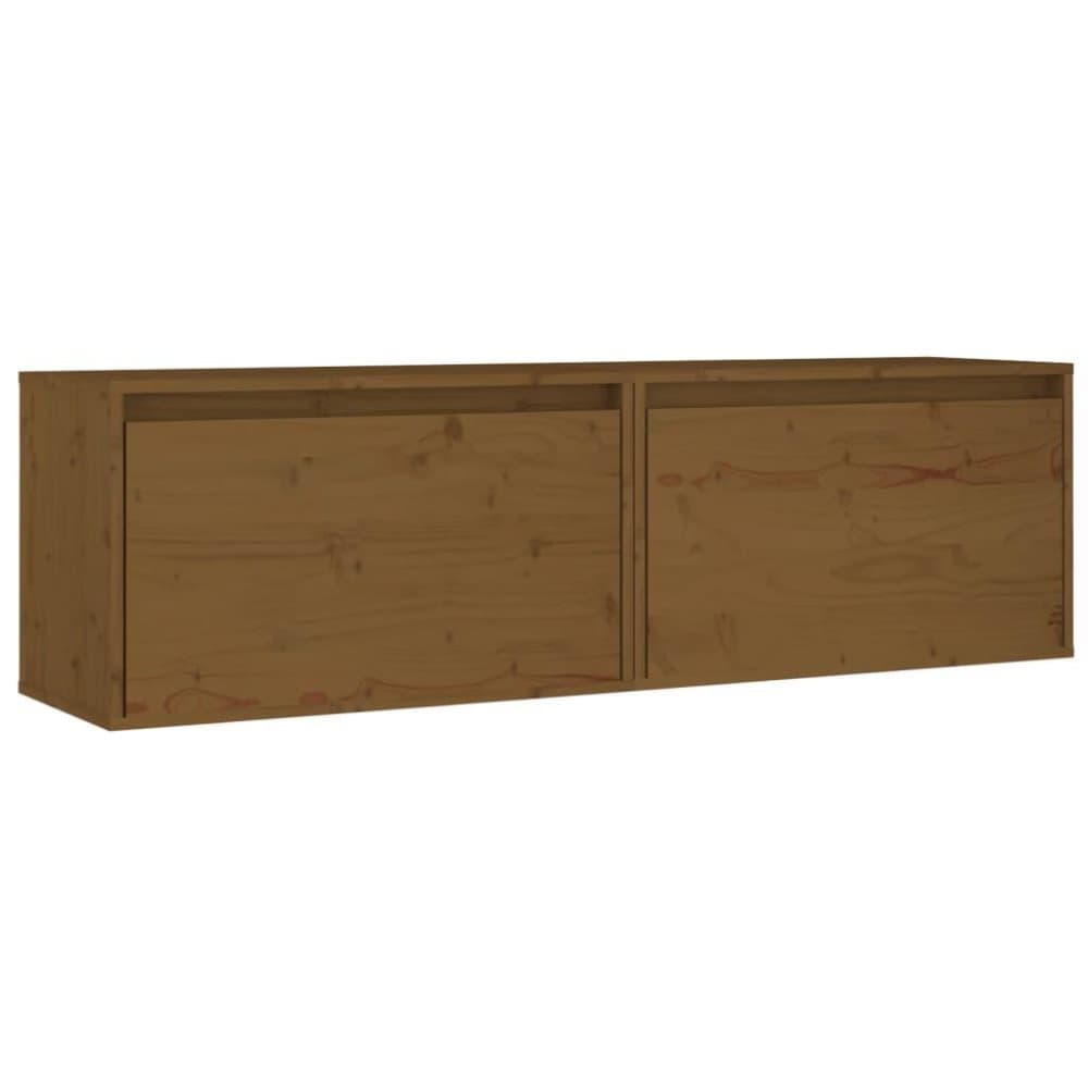 vidaXL Väggskåp 2 st 60x30x35 cm massiv furu honungbrun