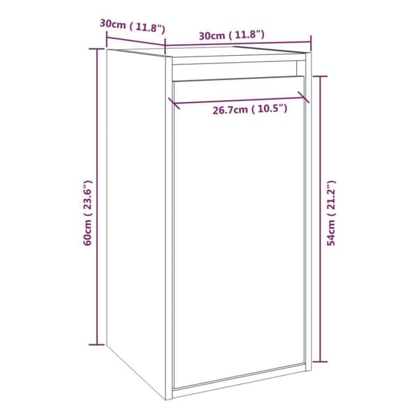 vidaXL Veggskap 30x30x60 cm heltre furu
