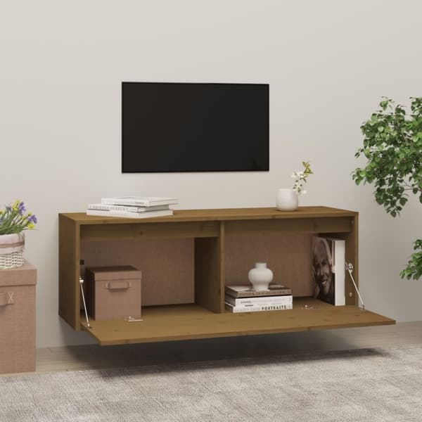 vidaXL Väggskåp honungsbrun 100x30x35 cm massiv furu