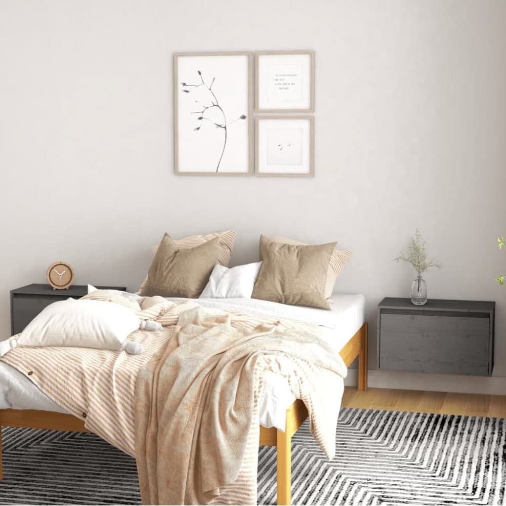 vidaXL Väggskåp 2 st 60x30x35 cm massiv furu grå