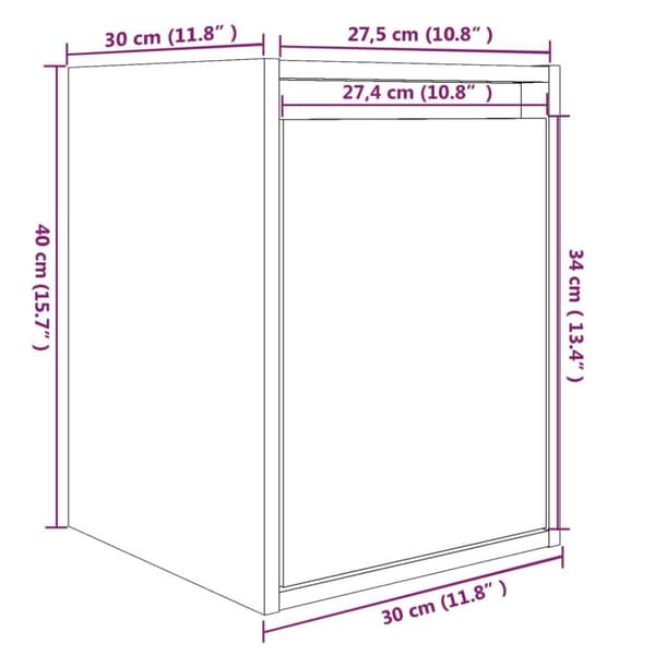 vidaXL Veggskap 30x30x40 cm heltre furu