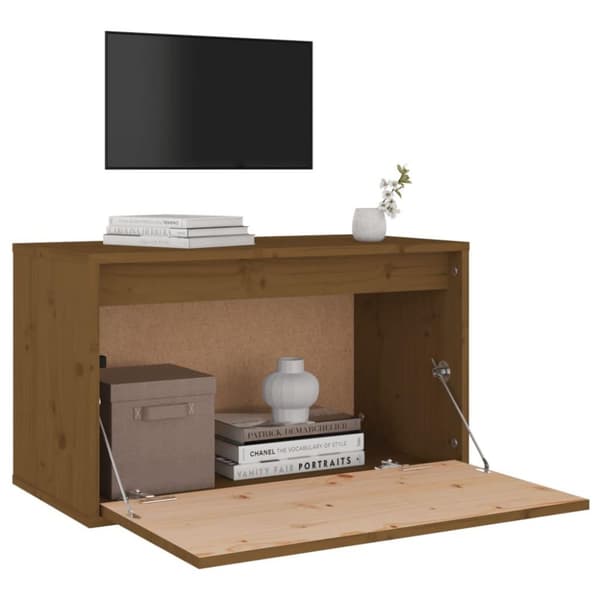 vidaXL vægskab 60x30x35 cm massivt fyrretræ honningbrun