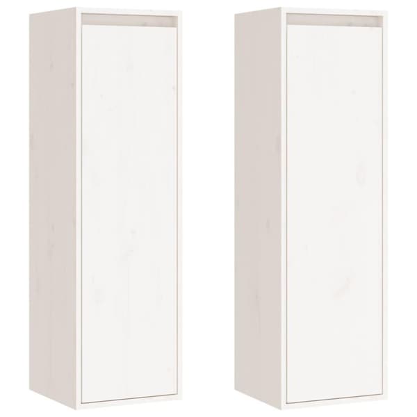 vidaXL vægskabe 2 stk. 30x30x100 cm massivt fyrretræ hvid