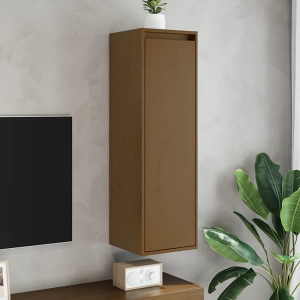 vidaXL vægskabe 2 stk. 30x30x100 cm massivt fyrretræ gyldenbrun